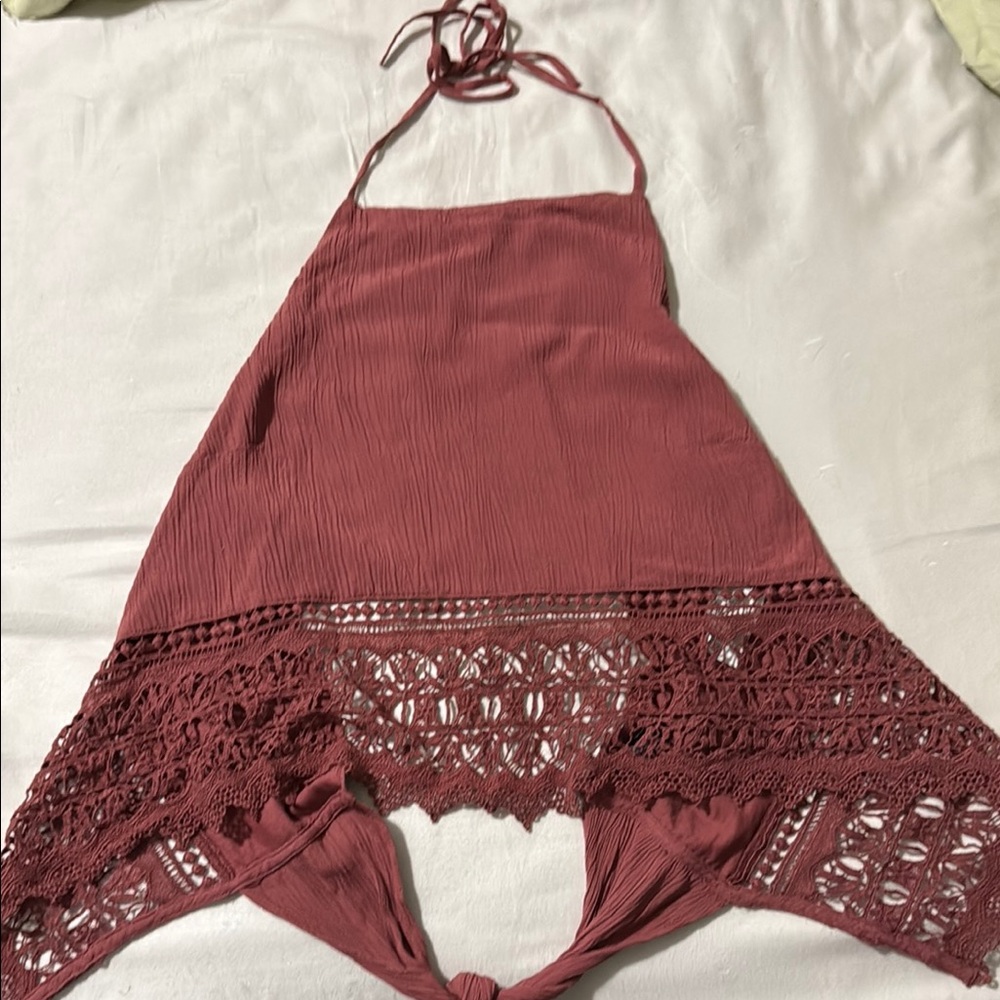American Eagle Outfitters Terracotta Lace Halter Top women’s XL never worn